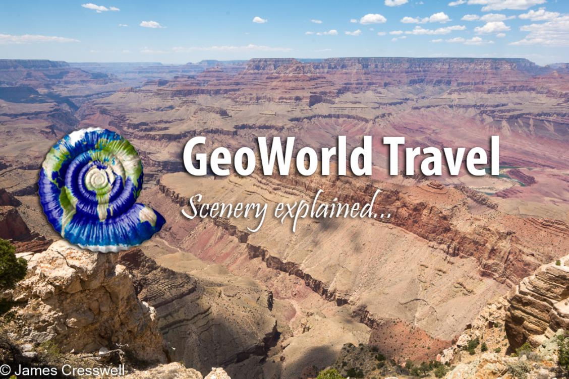 An image of the Grand Canyon with the GeoWorld Travel logo